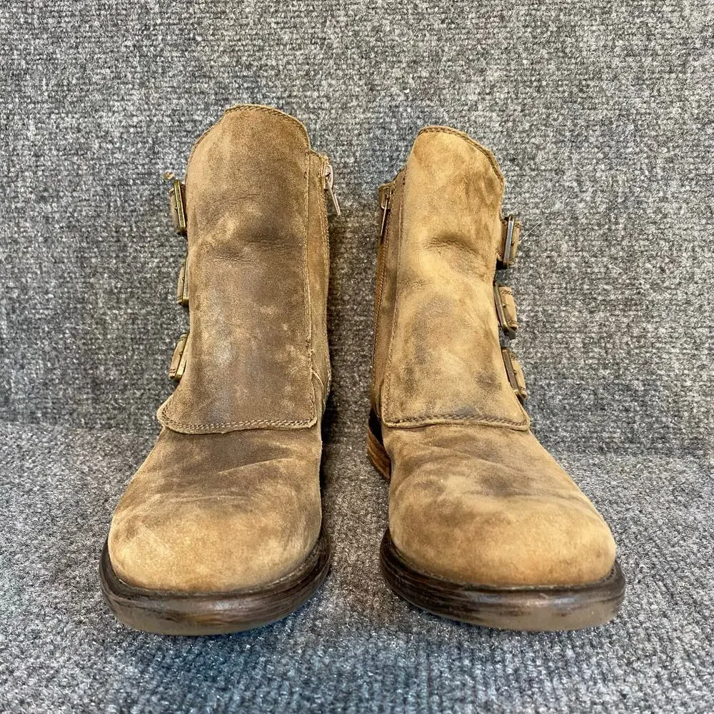 Lucky Brand Womens 8.5 Brown Suede Leather Buckle Detail Ankle Booties Boots - Picture 6 of 7